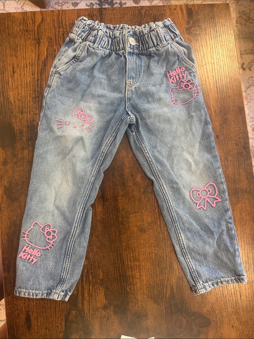 Hello Kitty Light Blue Denim Jeans with Pink Embroidery